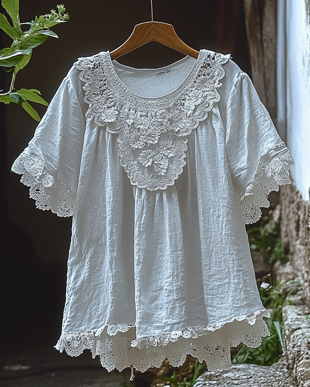 Summer Vacation Ruffle Lace Patchwork Top