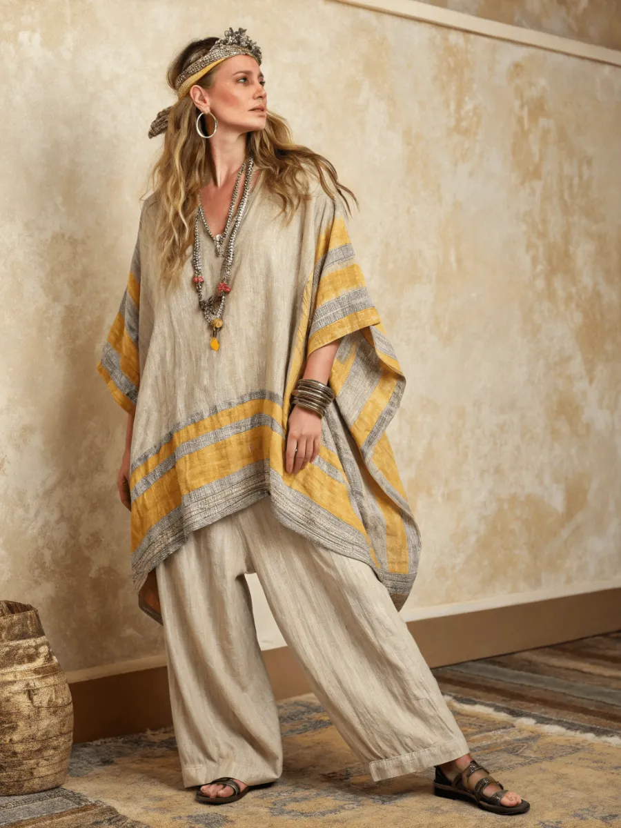 Cotton and linen women's loose suit