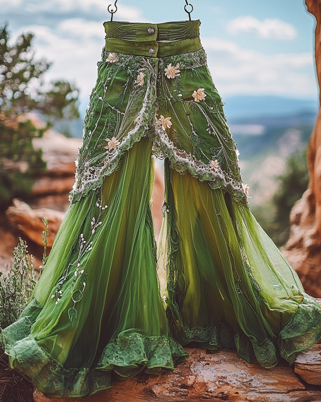 Summer Vacation Ruffle Lace Patchwork Pant