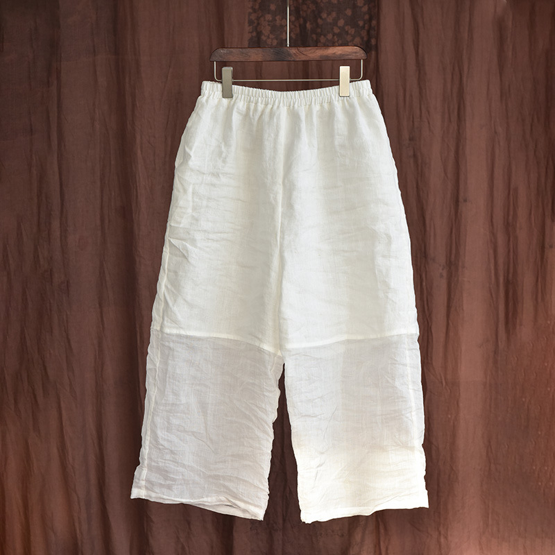 Vintage Patchwork Loose Wide-leg Linen Blend Pants