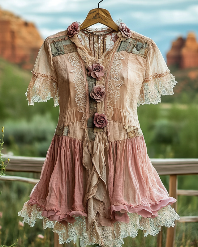 Summer Floral Lace Patchwork Shirt