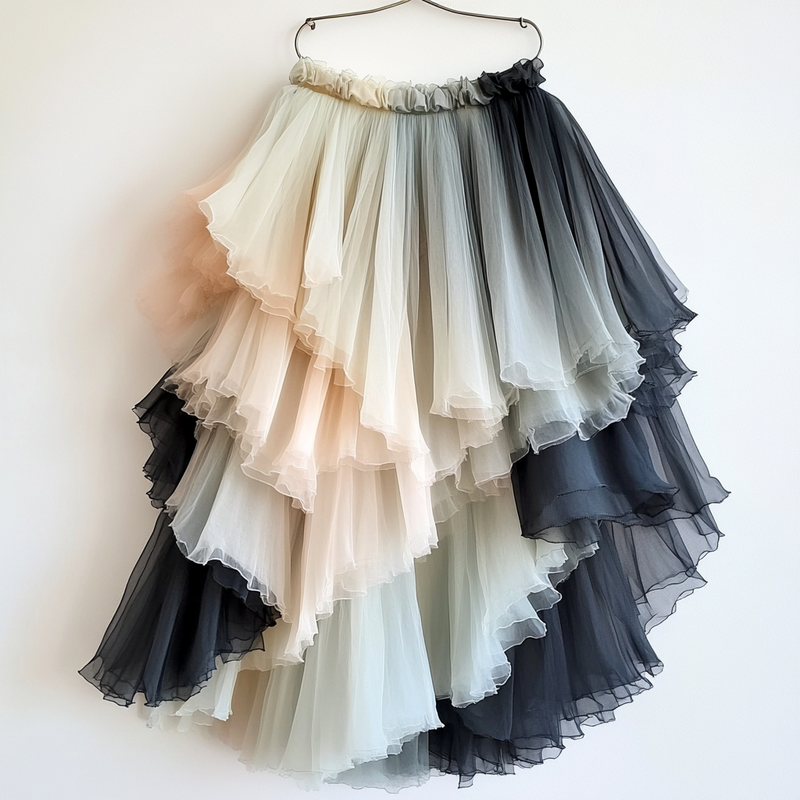 Summer gradient ruffle skirt