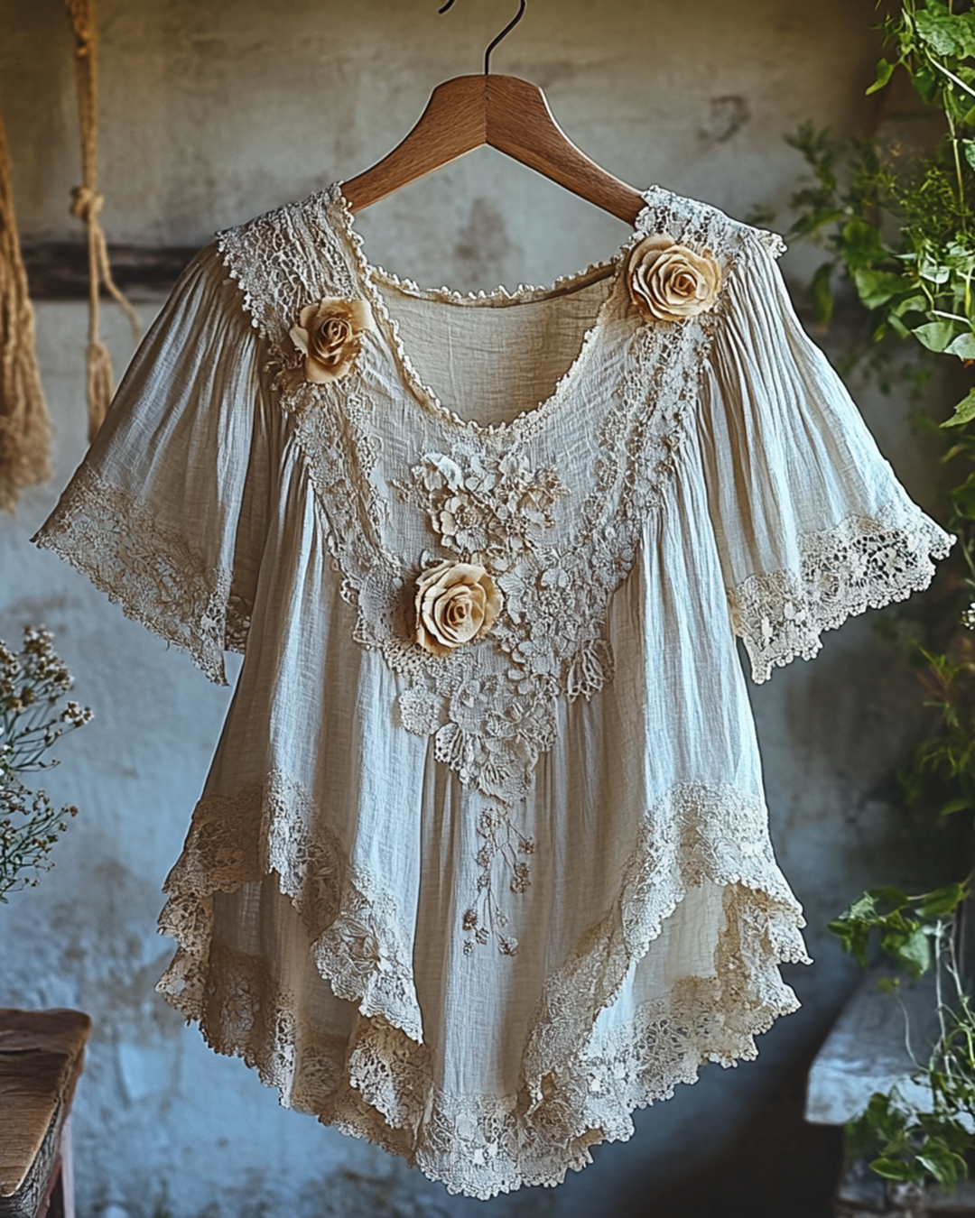 Summer Vacation Ruffle Lace Patchwork Top