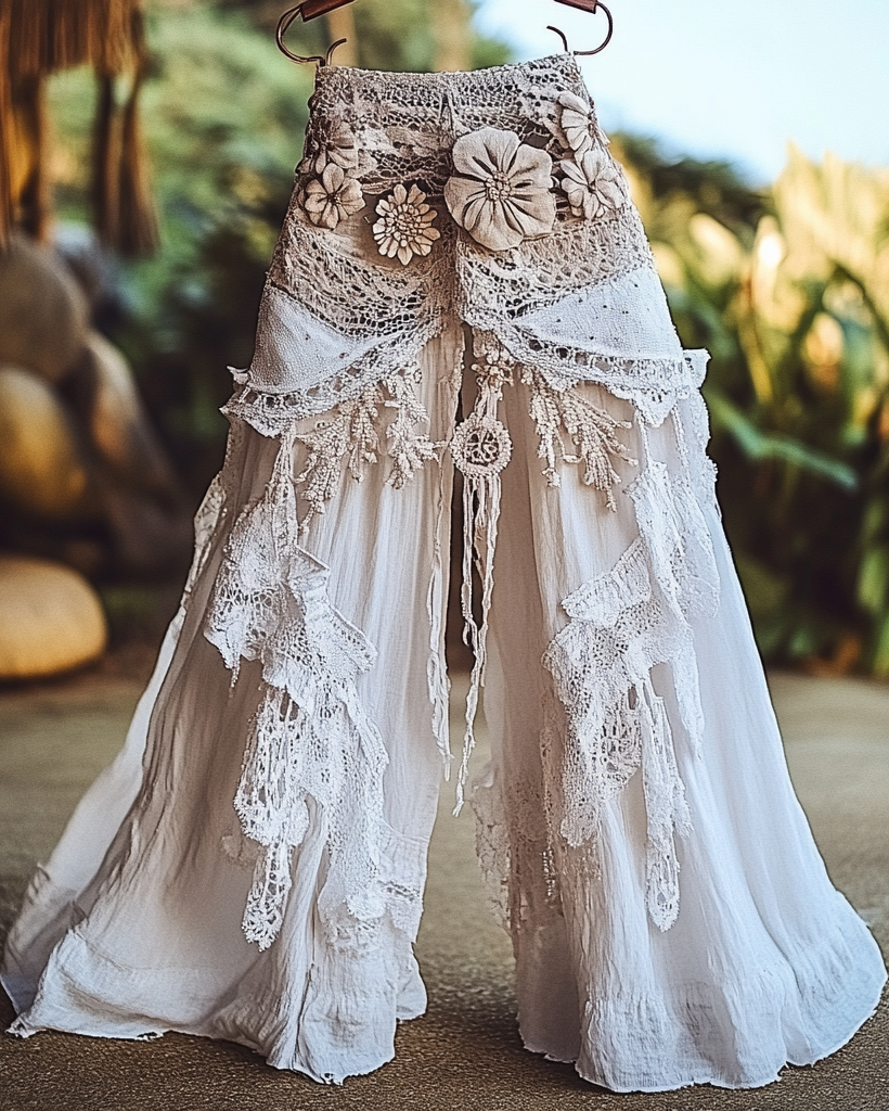 Summer Vacation Ruffle Lace Patchwork Pants