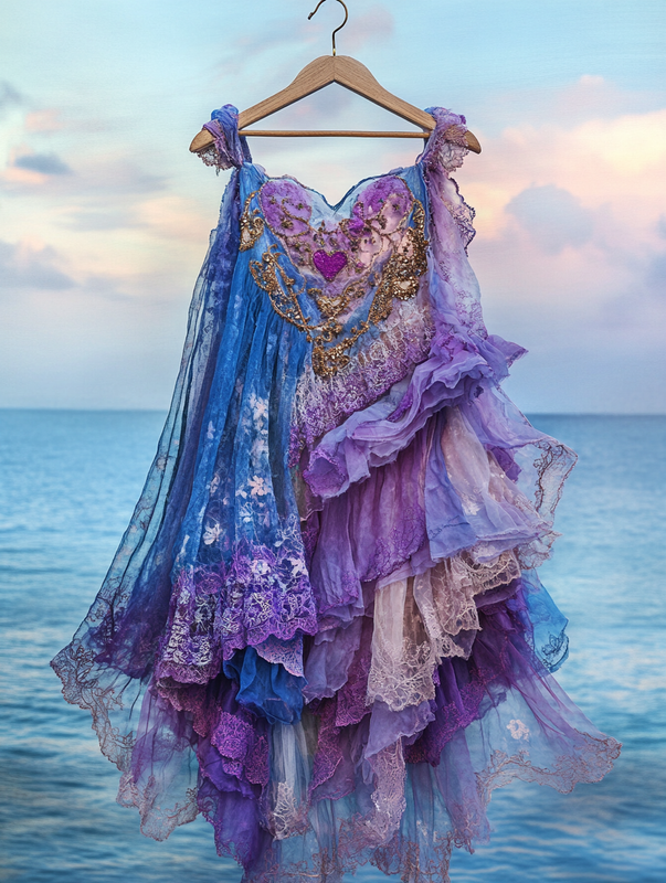 Summer Vacation Ruffle Lace Contrast Color Top