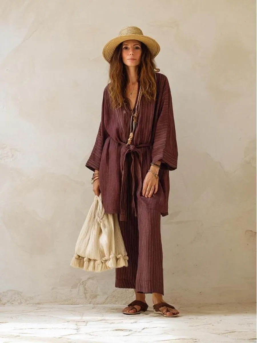 Women's cotton and linen  long sleeve suit