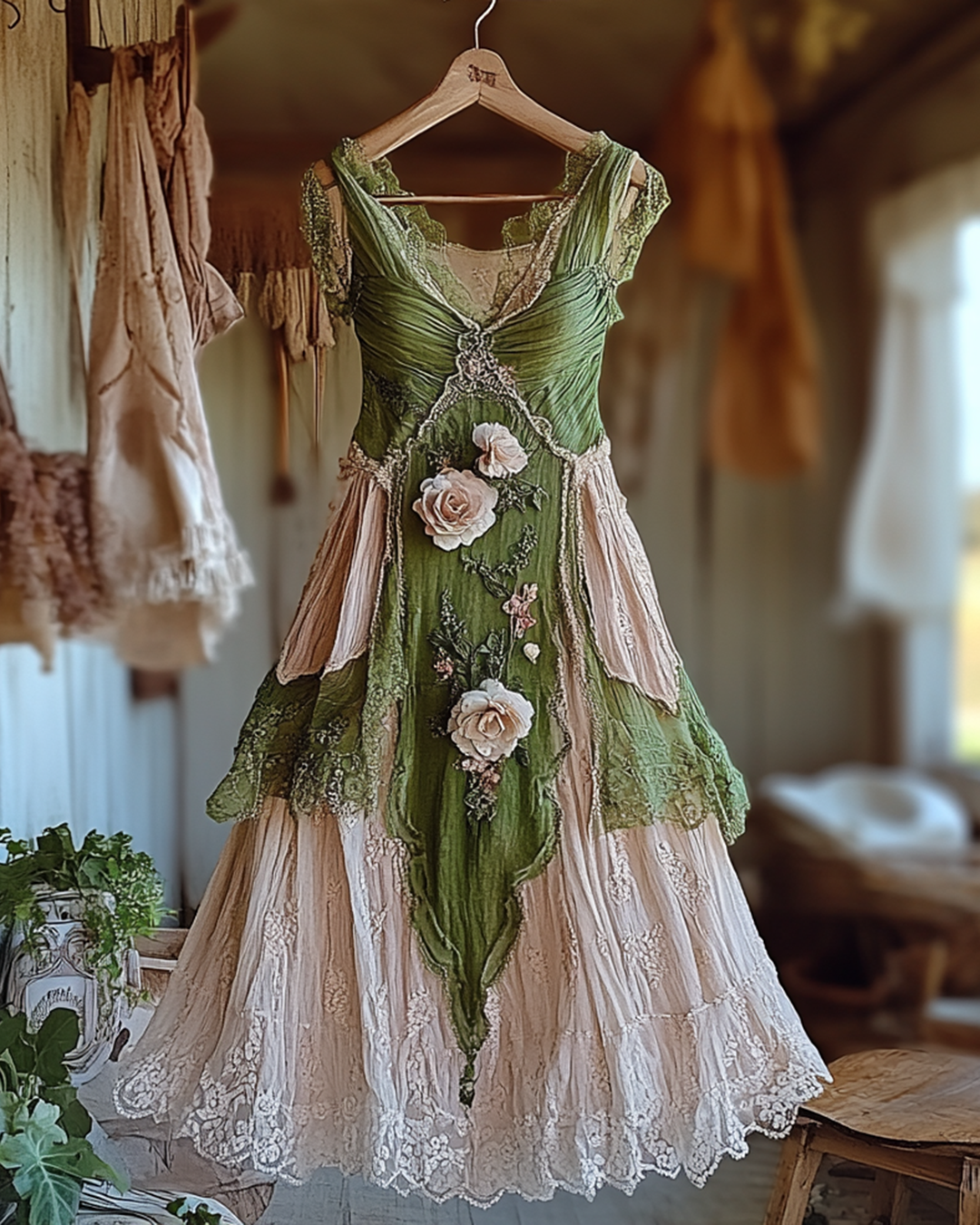 Summer Vacation Ruffle Lace Patchwork Dress