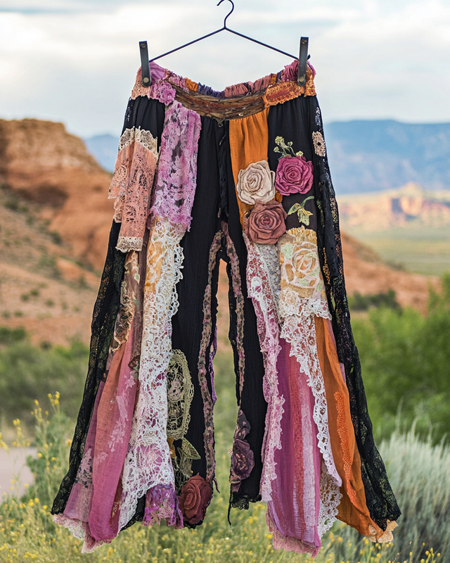 Summer Vacation Ruffle Lace Contrast Pants