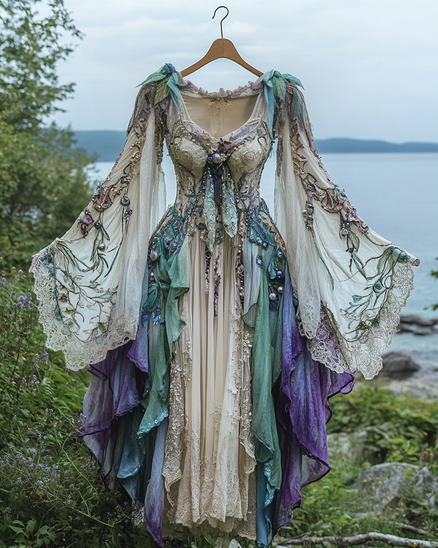 Summer Holiday Ruffle Lace Contrast Dress