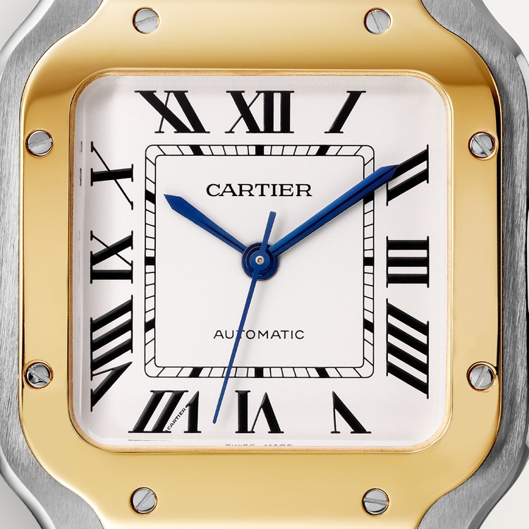Santos de Cartier watch Medium model Silvered opaline dial 35.1 mm