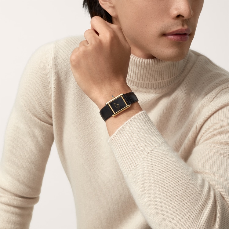 Tank Louis Cartier watch Large model Black lacquer dial