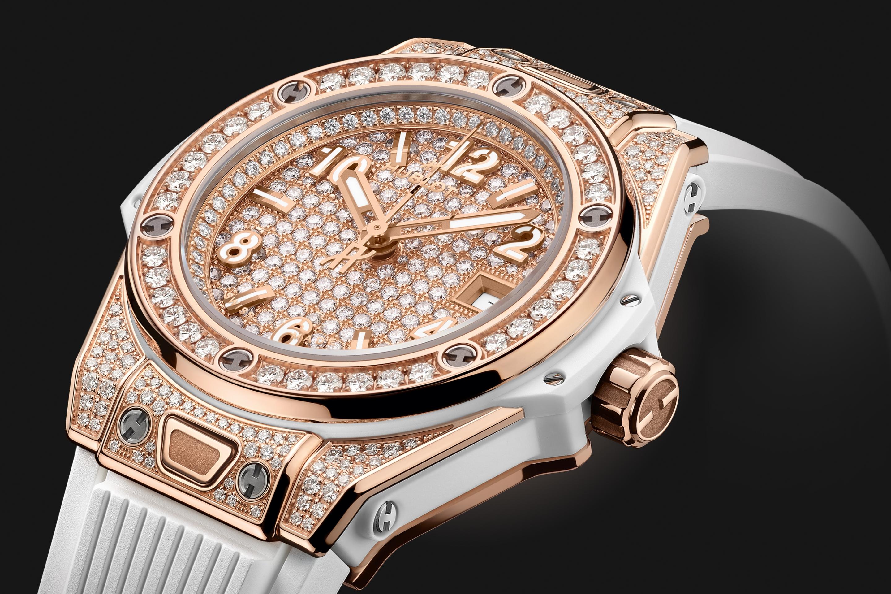 Hublot Big Bang ONE CLICK KING GOLD WHITE FULL PAVΓ Ref# 485.OE.9000.RW.1604