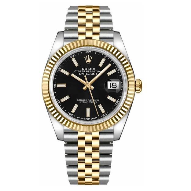 Rolex Datejust 41 Black Dial Men's Gold & Steel Watch 126333-0014