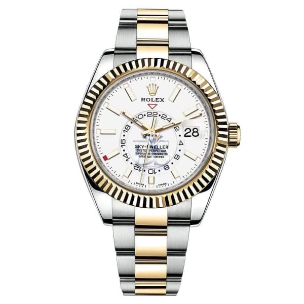 Rolex Sky-Dweller Automatic Men's 18kt Yellow Gold White Dial Oyster Watch 330933-0009