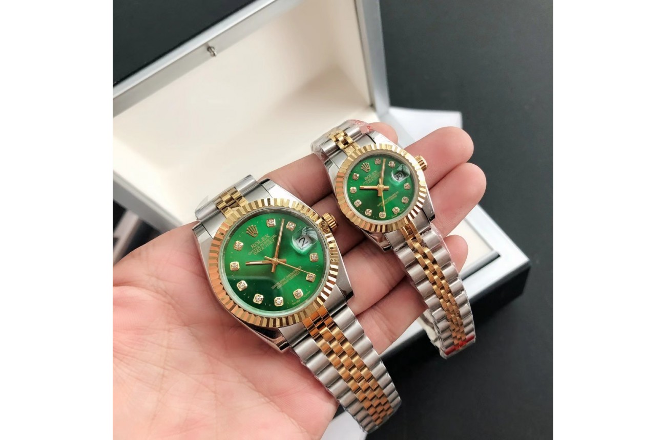 Rolex Datejust 36/28mm RG/SS Jub Green/Dial