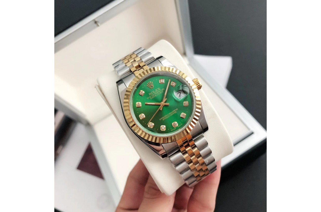 Rolex Datejust 36/28mm RG/SS Jub Green/Dial