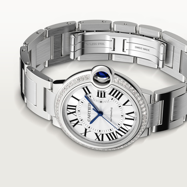 Ballon Bleu de Cartier watch Silver guilloché dial 36 mm