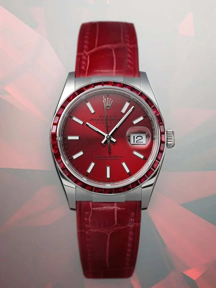 DiW Rolex Ruby Datejust 36mm Ladies Watch