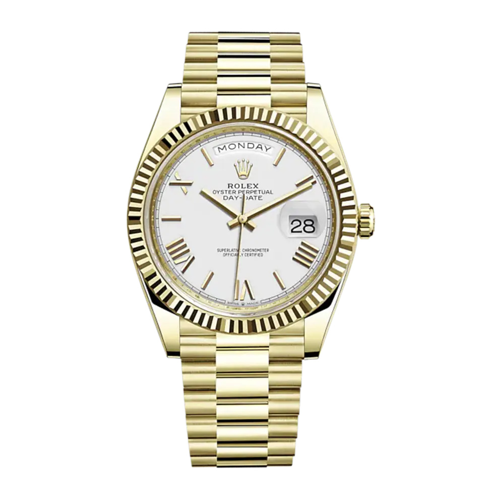 228238 DAY-DATE 40MM PRESIDENT 18K YELLOW GOLD SILVER ROMAN DIAL