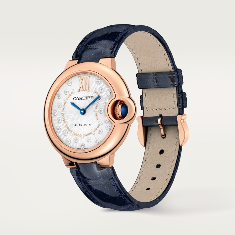 Ballon Bleu de Cartier watch Matt silvered stamped sunray dial 33 mm