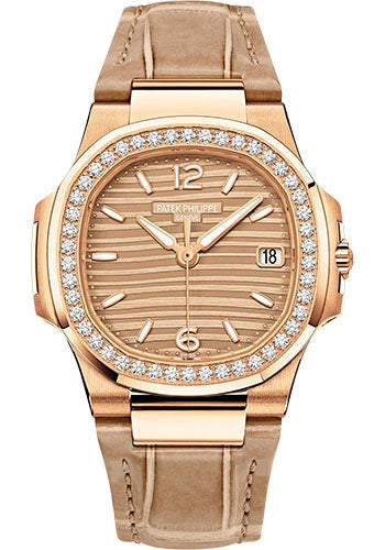 Patek Philippe Nautilus Date Sweep Seconds – 32 mm – Rose Gold – Golden Dial – 7010R-012