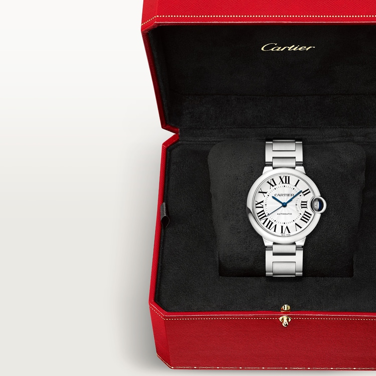 Ballon Bleu de Cartier watch Silver guilloché dial 36 mm