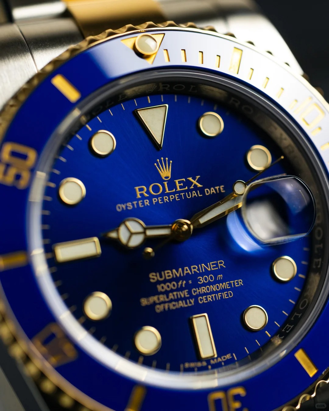Rolex Submariner Bluesy Blue Index Dial Oyster Bracelet Mens Watch 116613lb-0005