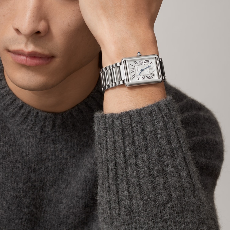 Tank Must watch Extra-large model Silvered flinquΓ© dial 41 mm