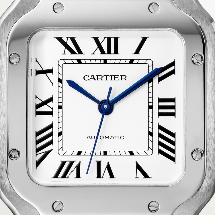 Santos de Cartier watch Medium model Silvered opaline dial 35.1 mm