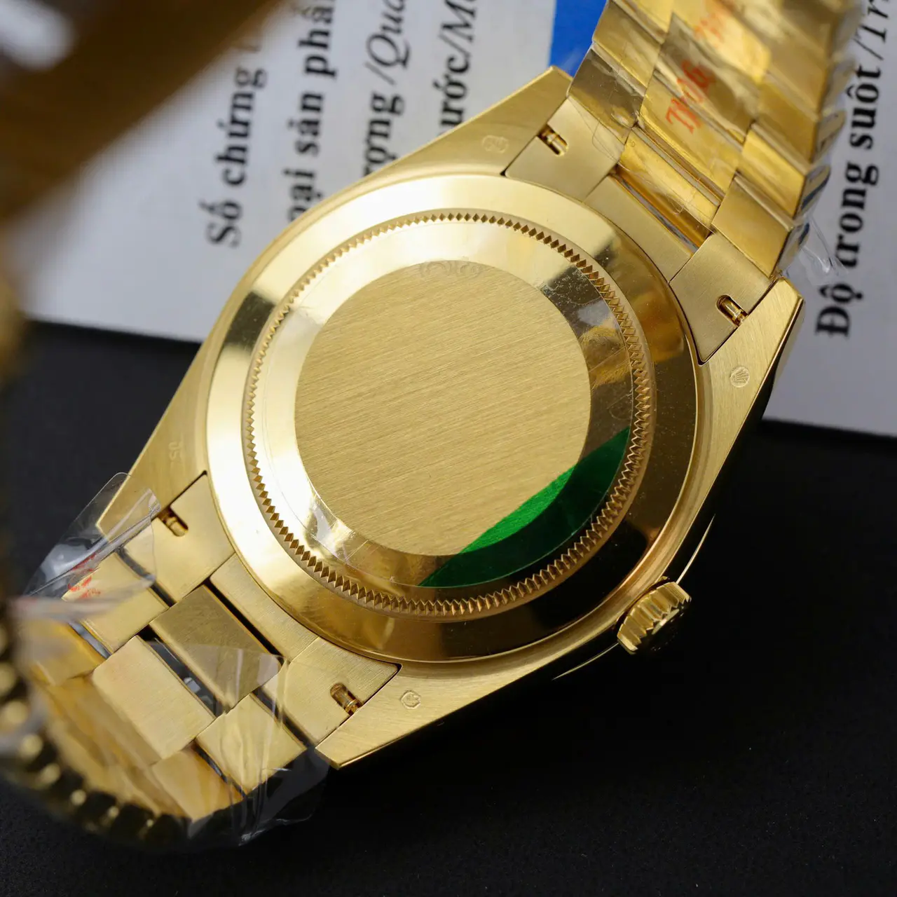 Rolex Day-Date 228348RBR Yellow Gold Green Ombre Roman Numeral Dial Diamond Bezel Replica