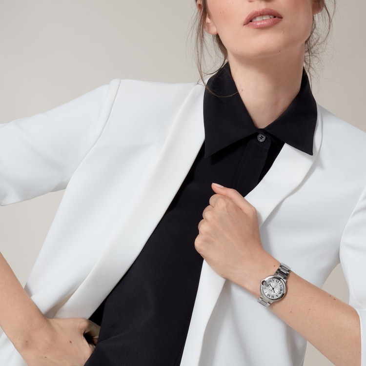 Ballon Bleu de Cartier watch Silver guilloché dial 33 mm