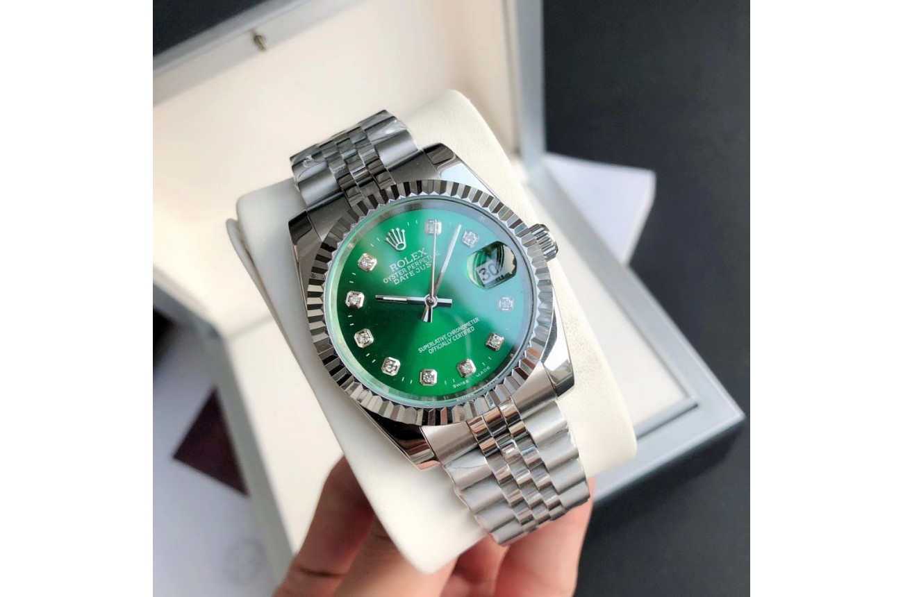 Rolex Datejust 36/28mm SS/SS Jub Green/Dia