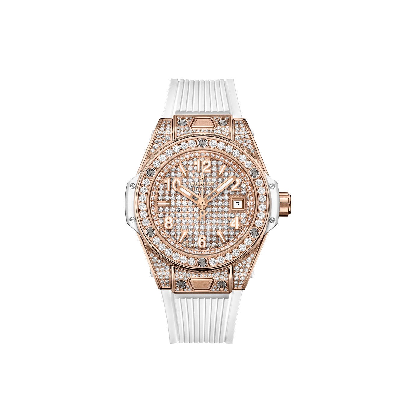 Hublot Big Bang ONE CLICK KING GOLD WHITE FULL PAVΓ Ref# 485.OE.9000.RW.1604