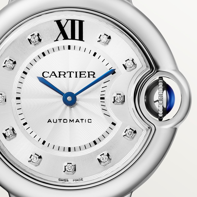 Ballon Bleu de Cartier watch Silver guilloché dial 33 mm