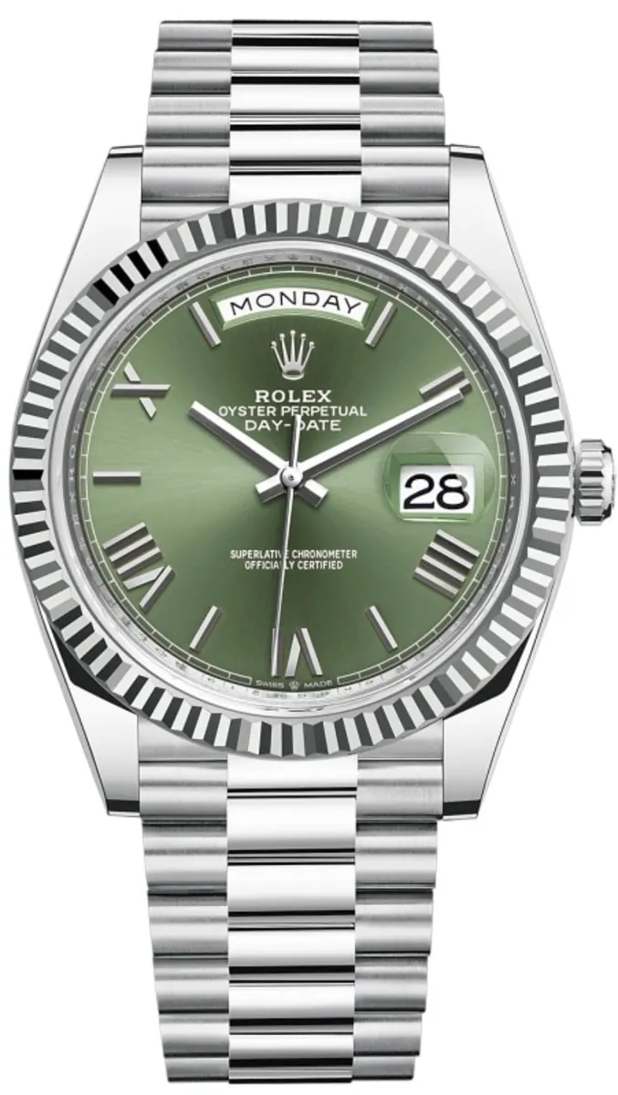 Rolex Day-Date 40 Platinum Olive Green Dial Men's Watch M228236-0008