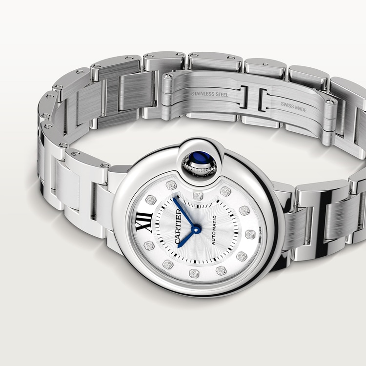 Ballon Bleu de Cartier watch Silver guilloché dial 33 mm