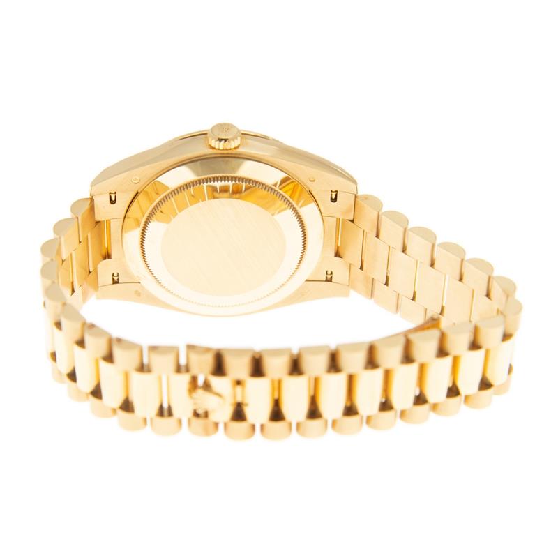 Day-Date 40 Yellow Gold Presidential Bracelet Black Baguette Dial Diamond Bezel Ref. 228348RBR-0001