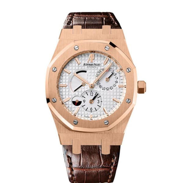 Audemars Piguet Royal Oak Dual Time 39mm Watch - Ref: 26120OR.OO.D088CR.01 - White Dial in 18K Rose Gold Case