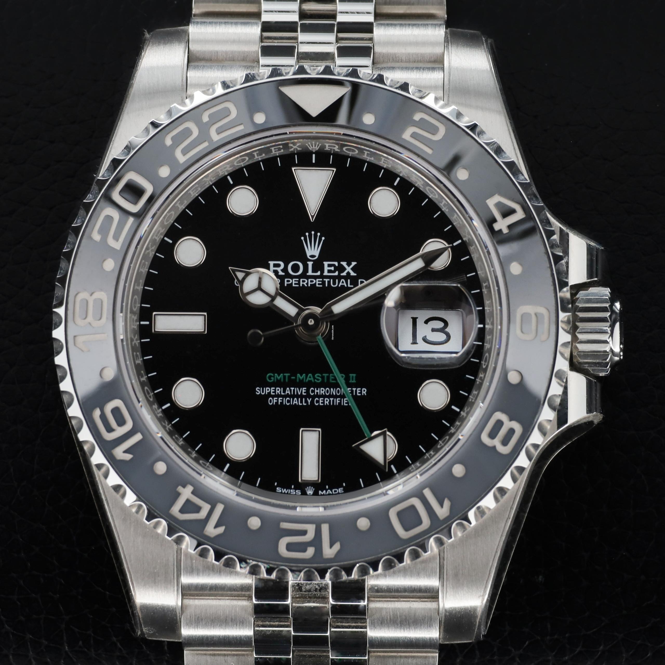 Rolex GMT Master ll Automatic Black Dial Jubilee Bracelet Steel Men's Watch M126710GRNR-0003