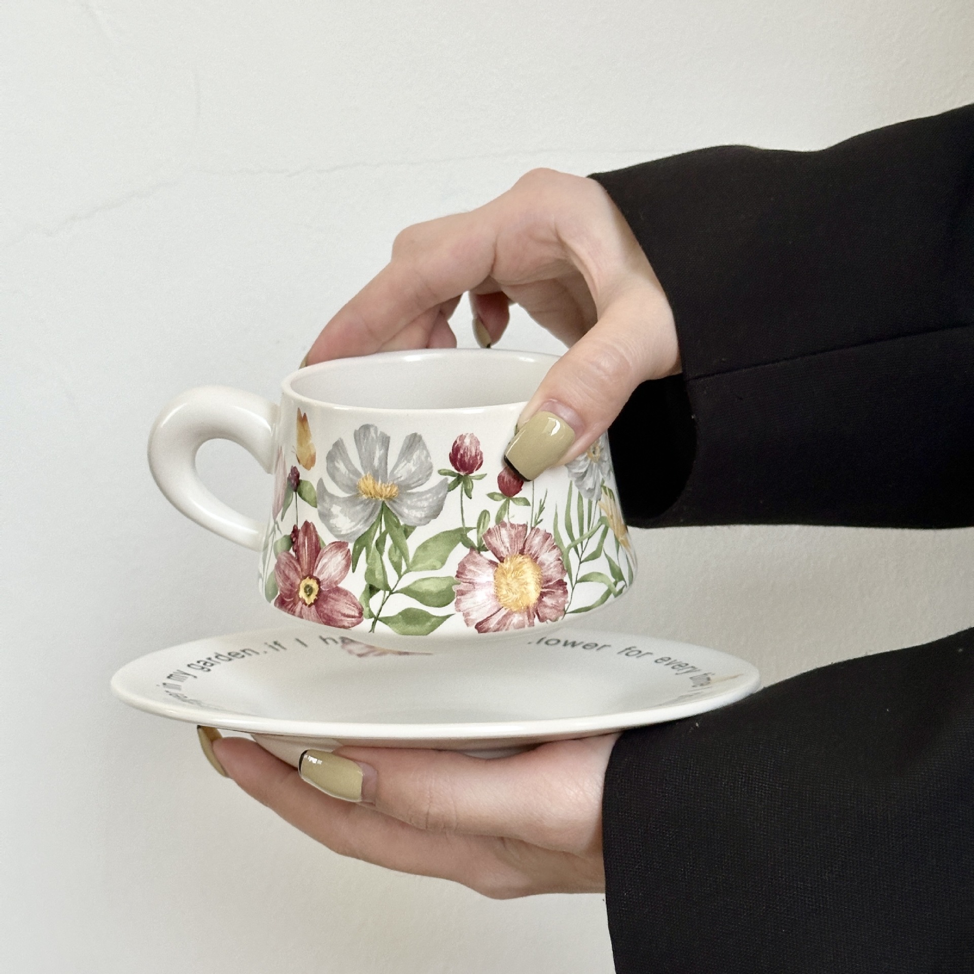 Floral Ceramic Cup and Saucer Set