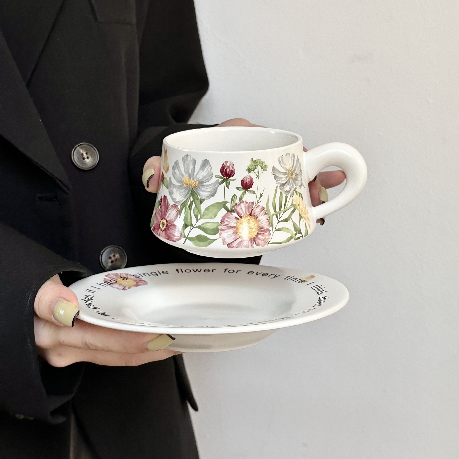 Floral Ceramic Cup and Saucer Set
