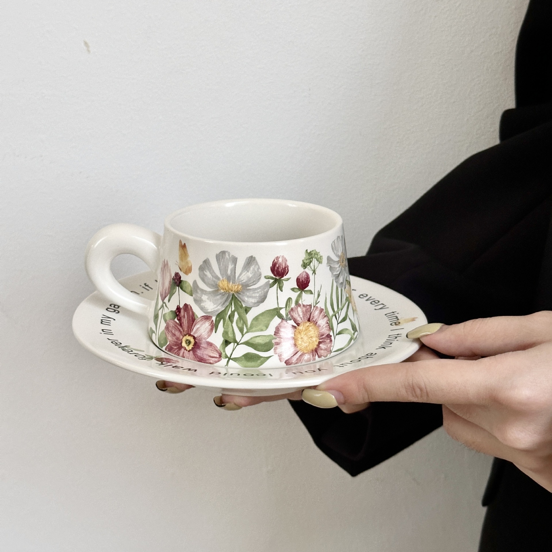 Floral Ceramic Cup and Saucer Set