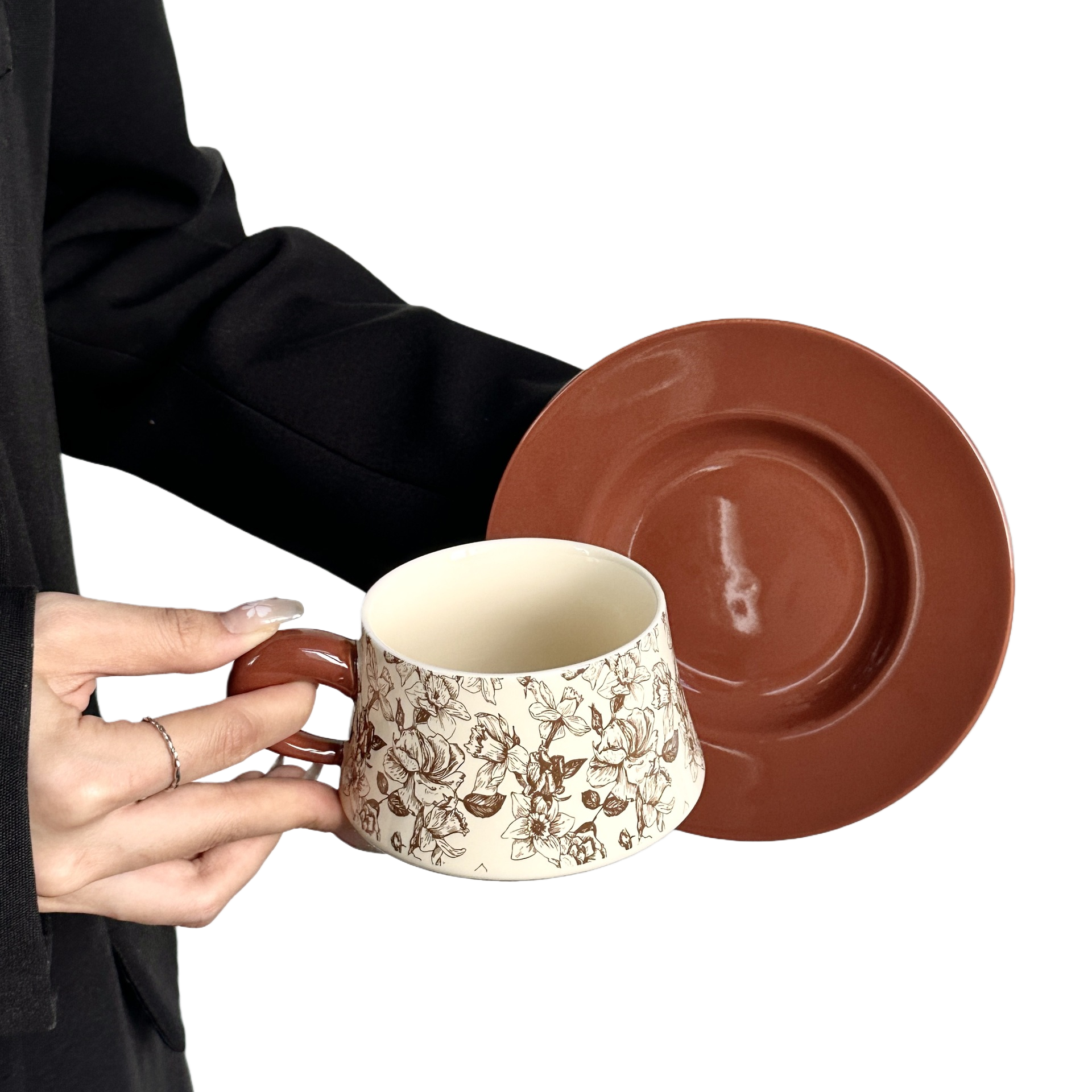 Floral Ceramic Cup and Saucer Set