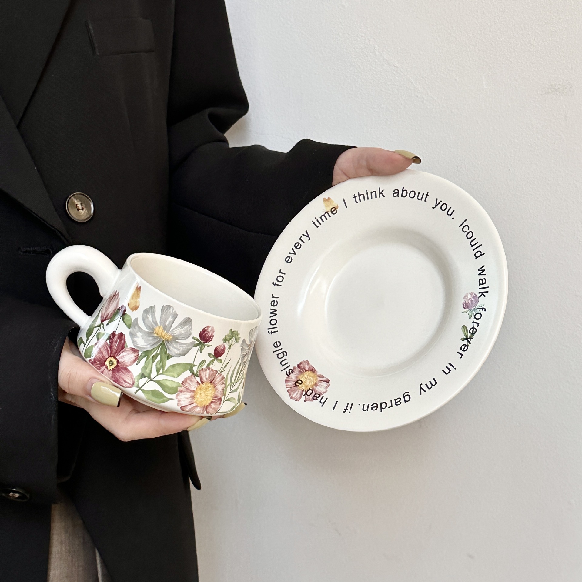Floral Ceramic Cup and Saucer Set