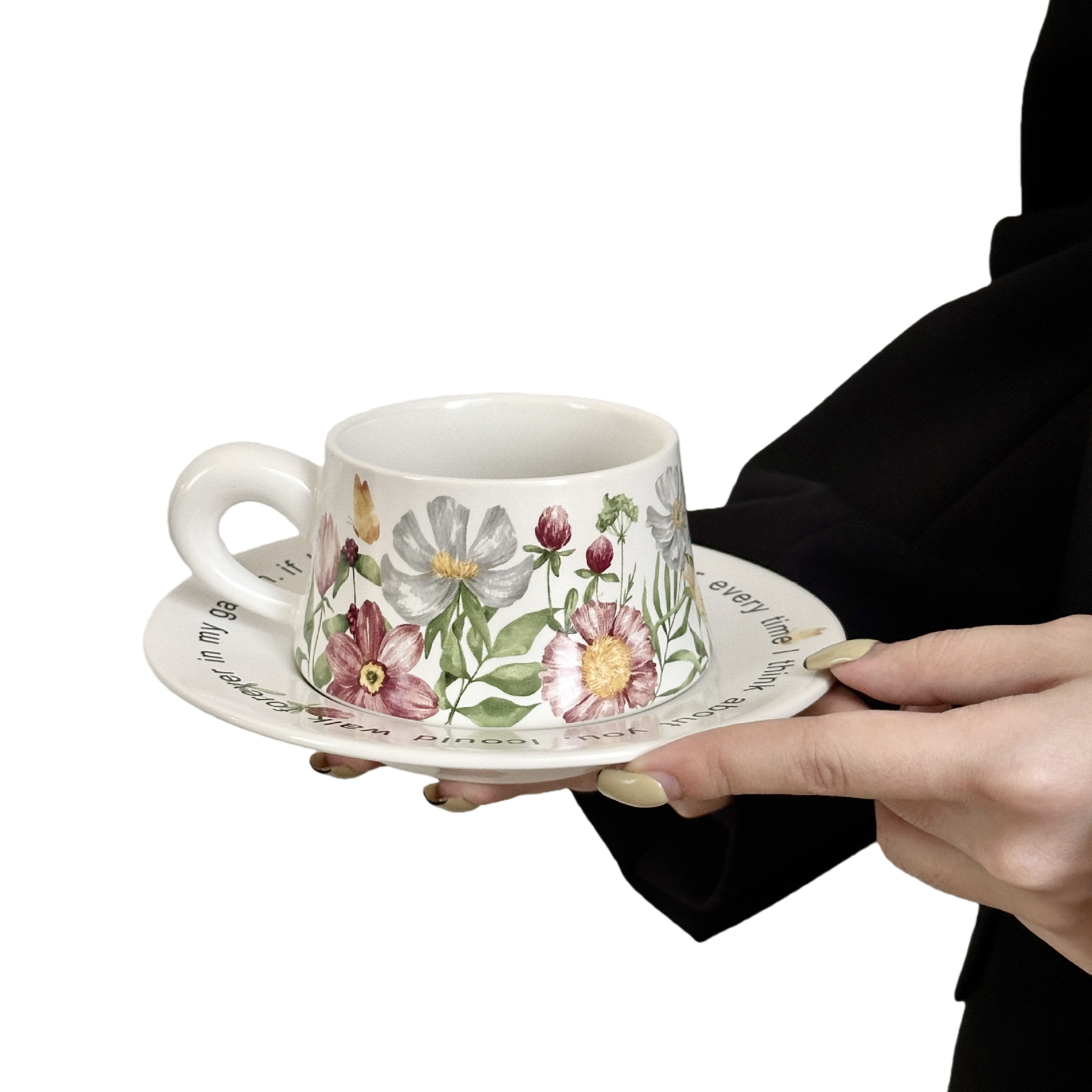 Floral Ceramic Cup and Saucer Set