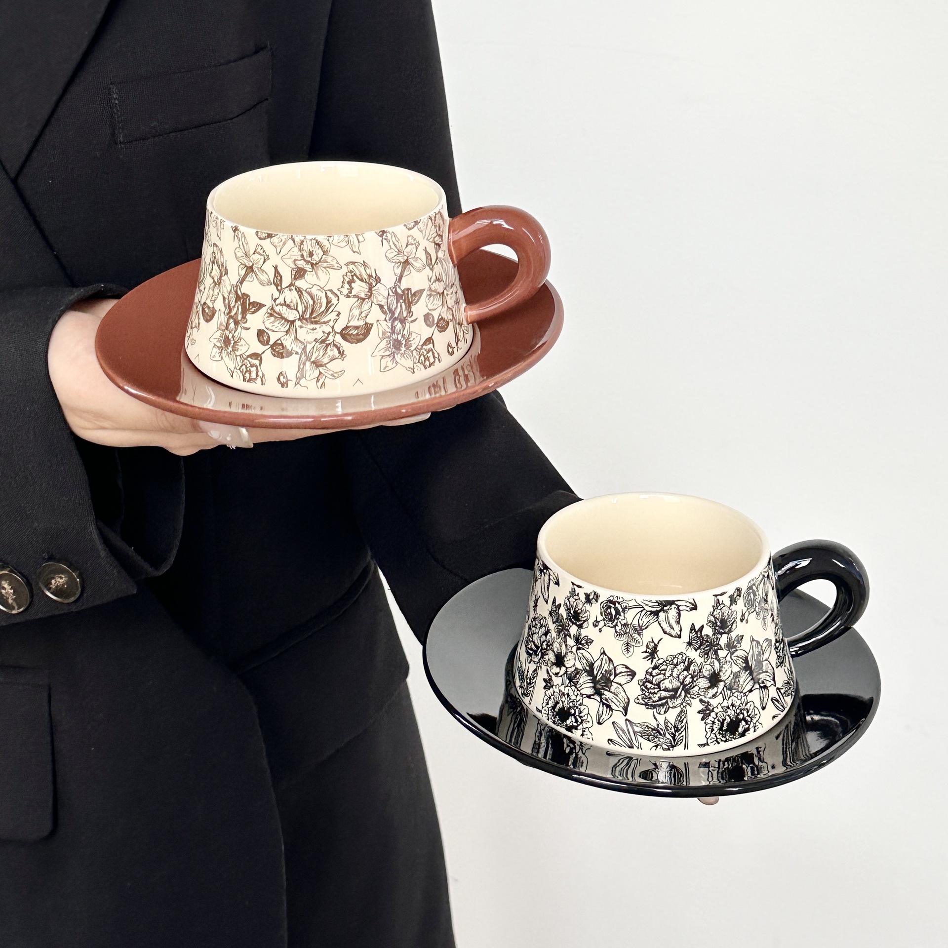 Floral Ceramic Cup and Saucer Set