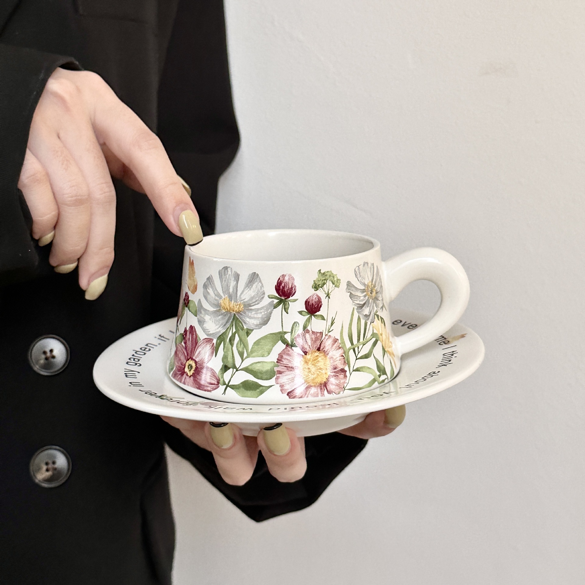 Floral Ceramic Cup and Saucer Set