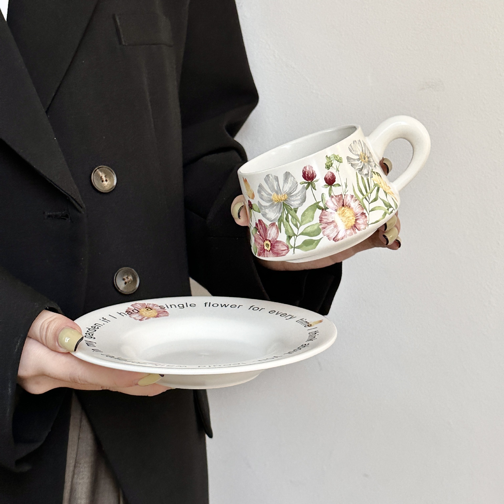 Floral Ceramic Cup and Saucer Set