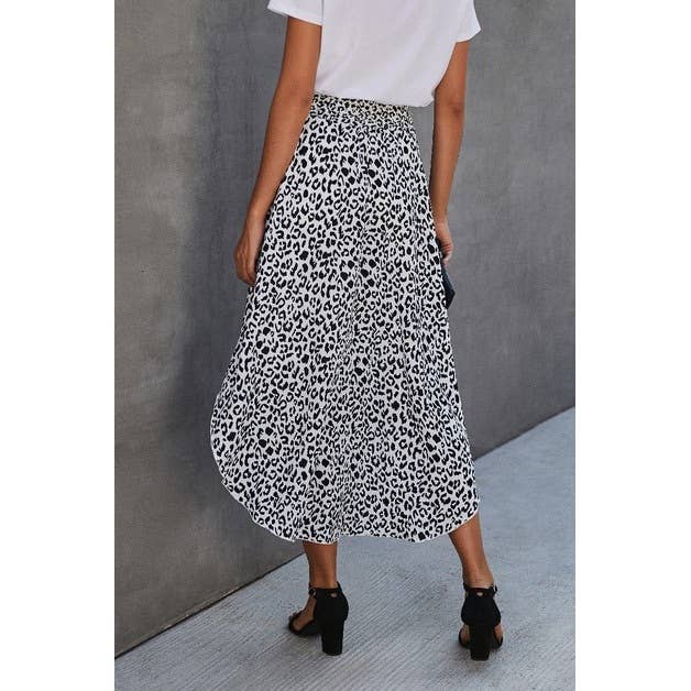 Shirred Waist Asymmetrical Hem Flared Skirt - BBHGWM