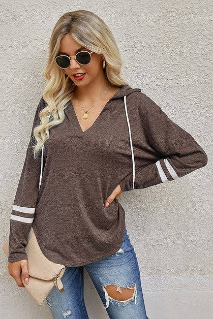 Drawstring Color Block Huddle Up Long Sleeve Hoodie - BBHGWM